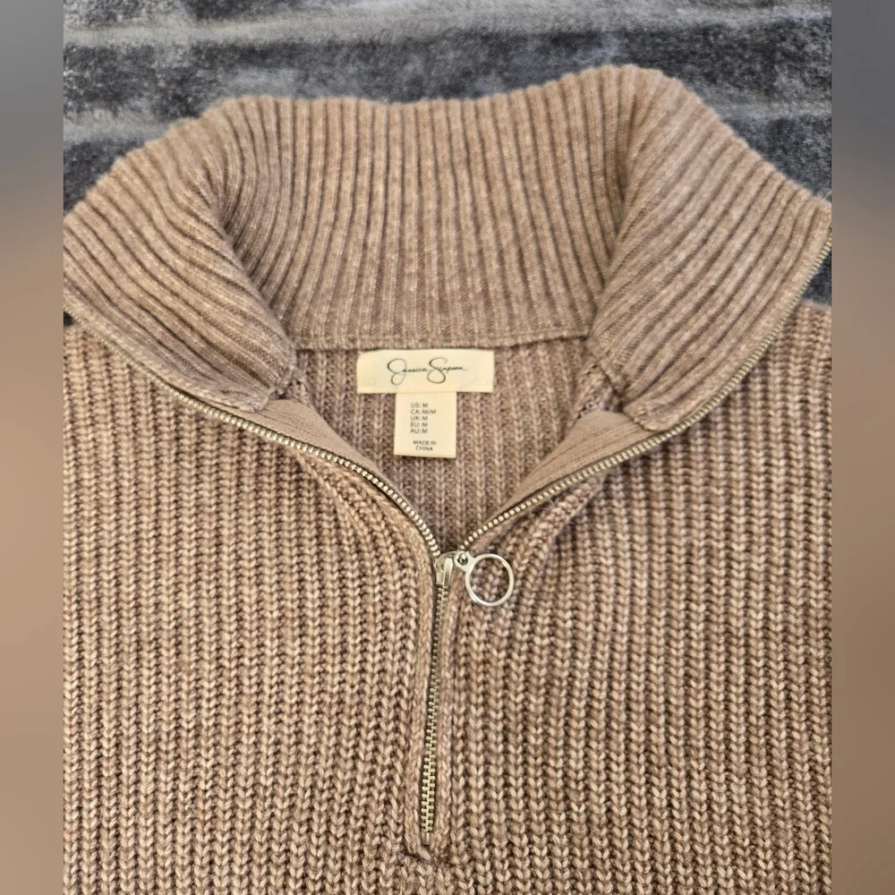 Jessica Simpson Khaki Cropped Sweater Women's Size Medium - Picture 3 of 8